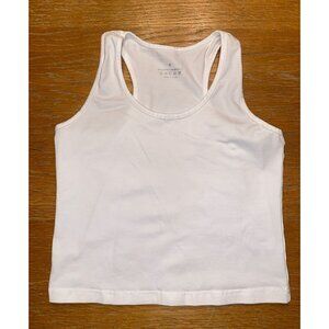 White Cotton Racerback Tank Top For Women